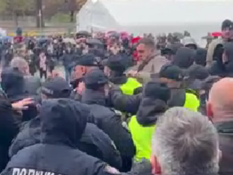 INCIDENT IN FRONT OF THE ASSEMBLY: A group of thugs from Ćacilend attacked opposition deputies during an attempt to enter the main entrance! (VIDEO)