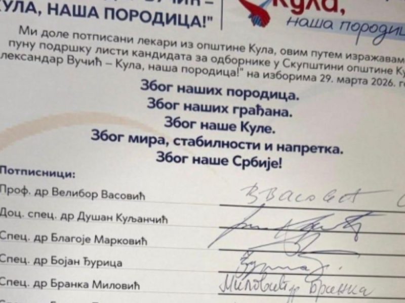 “I SUPPORT THE STUDENT LIST, NOT VUČIĆ”: SNS falsified doctors’ signatures in Kula, they spoke out! (PHOTO)