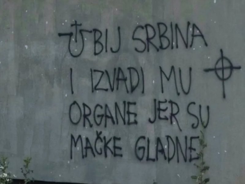 SCANDALOUS GRAFFITI APPEARS IN SLAVONSKI BROD: Calls for the Murder of Serbs in the Most Brutal Way Possible!