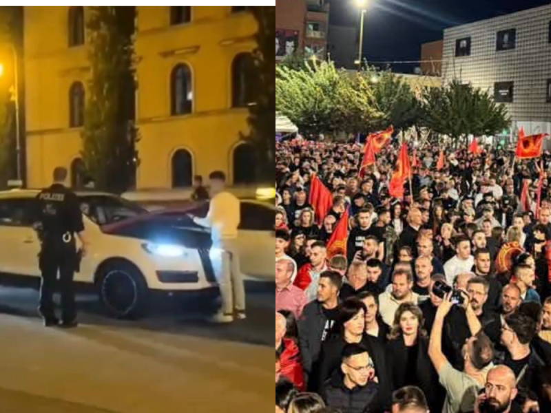 GERMAN POLICE REMOVE ALBANIAN FLAGS: National symbols ordered removed at protest supporting KLA leaders! (VIDEO)
