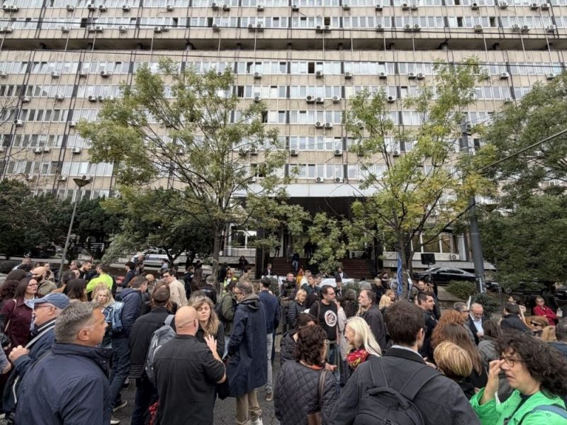 WITHOUT SALARIES OR HEALTH INSURANCE: Professors from Niš Faculty of Philosophy protest outside the Ministry of Education today!