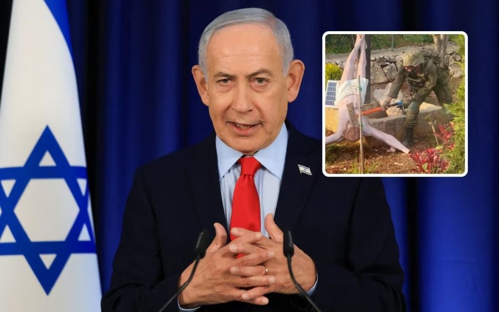 „ZAPREPAŠĆEN SAM I RAŽALOŠĆEN“: Netanjahu obećao oštru kaznu za izraelskog vojnika koji je uništio statuu Hrista!