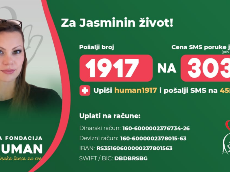 JASMINA VODI NAJTEŽU BITKU: Za operaciju i nastavak lečenja potrebno hitno prikupiti sredstva!