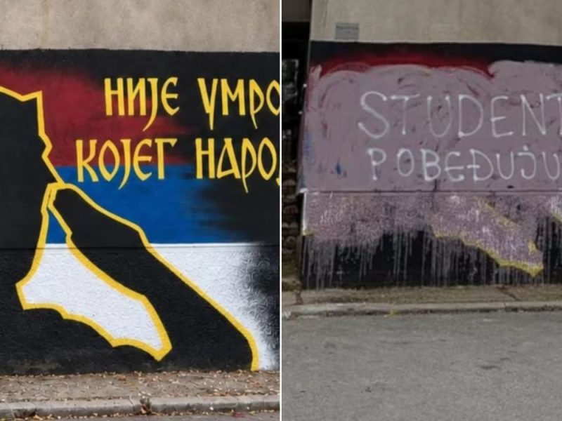 JEFTINA SNS PODVALA U NIŠU: Prekrečili mural posvećen Ratku Mladiću a onda preko njega napisali “Studenti pobeđuju!”